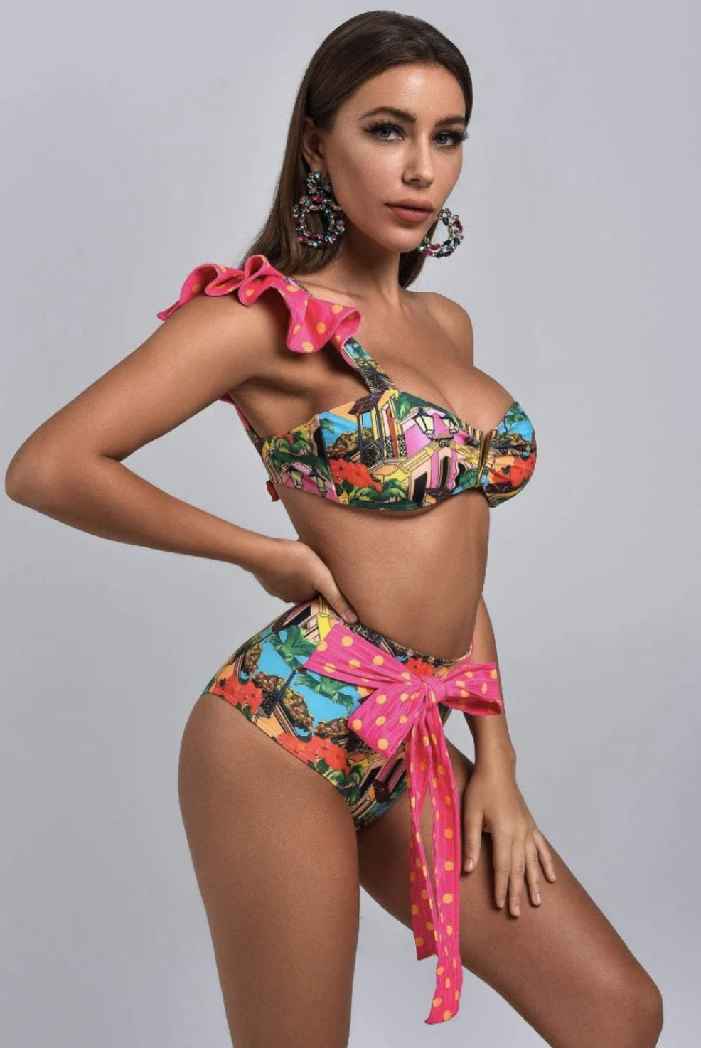 Pink Ruffled Bonnie Bikini - Fiesta Resortwear