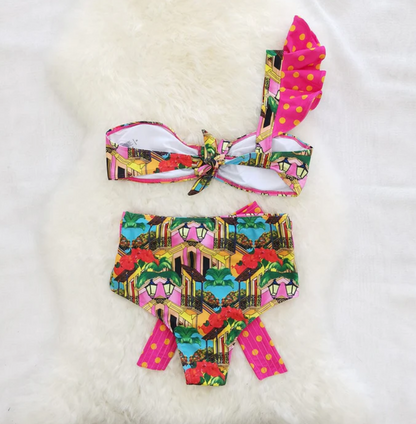 Pink Ruffled Bonnie Bikini - Fiesta Resortwear