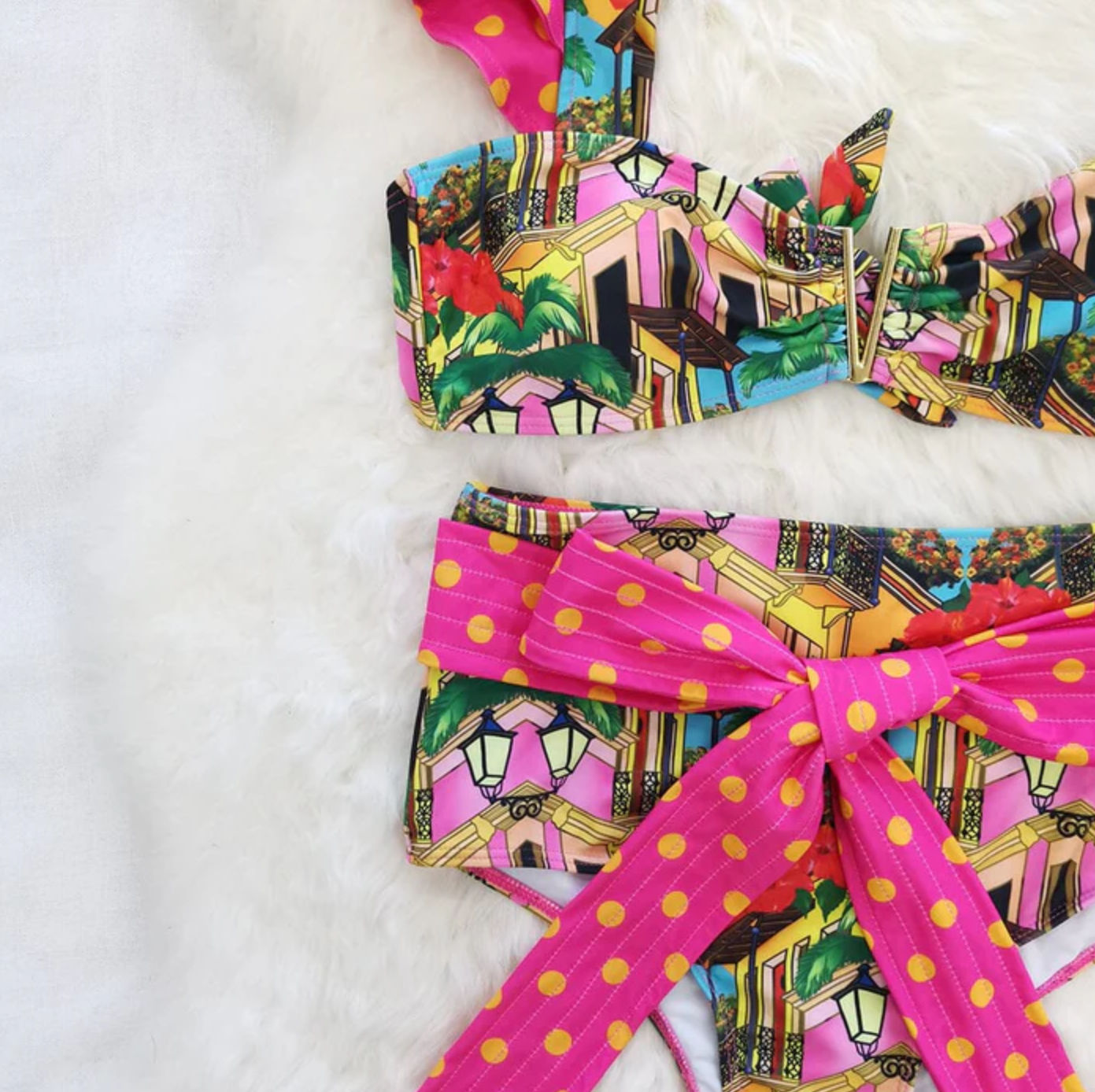 Pink Ruffled Bonnie Bikini - Fiesta Resortwear