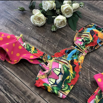 Pink Ruffled Bonnie Bikini - Fiesta Resortwear