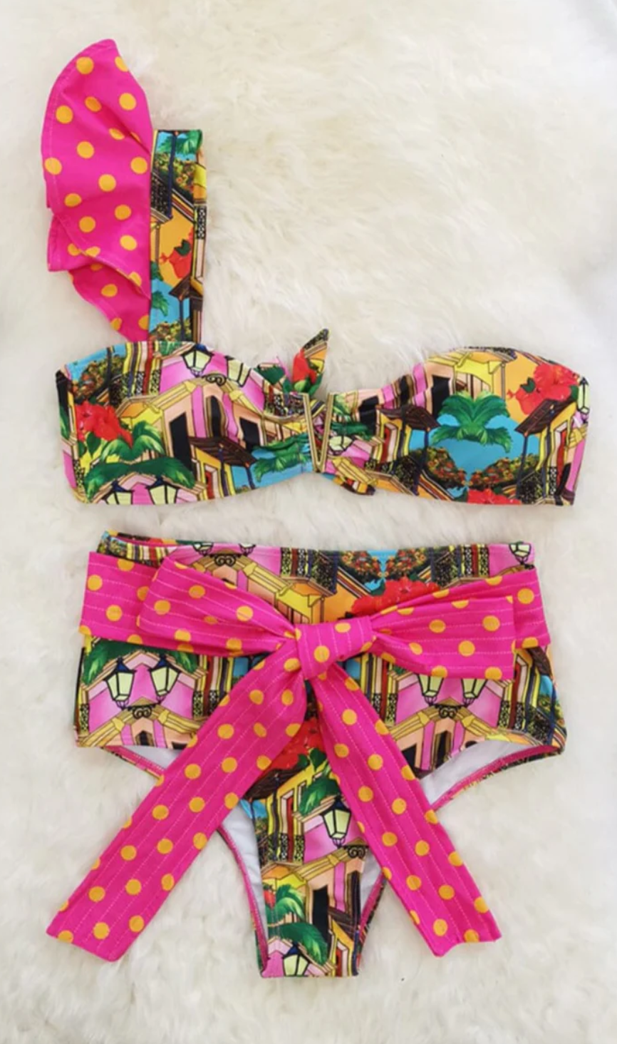 Pink Ruffled Bonnie Bikini - Fiesta Resortwear