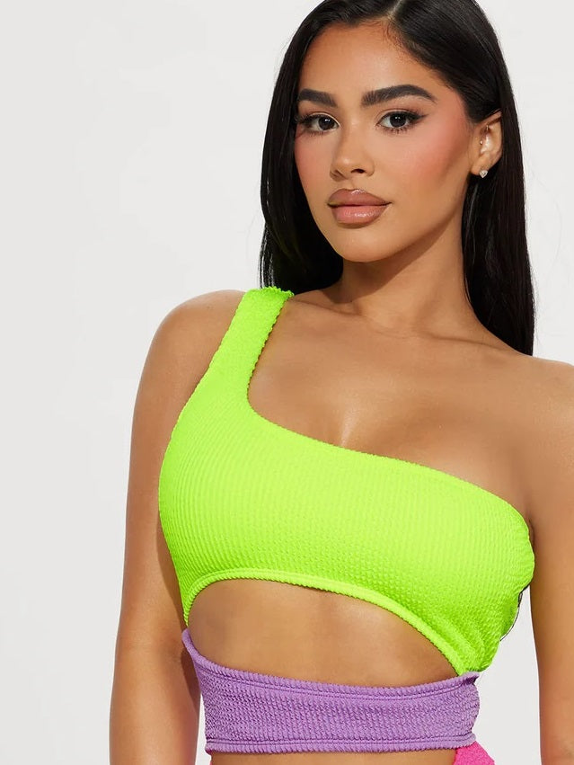 Stacey’s Cut Out Swimsuit: Neon - Fiesta Resortwear