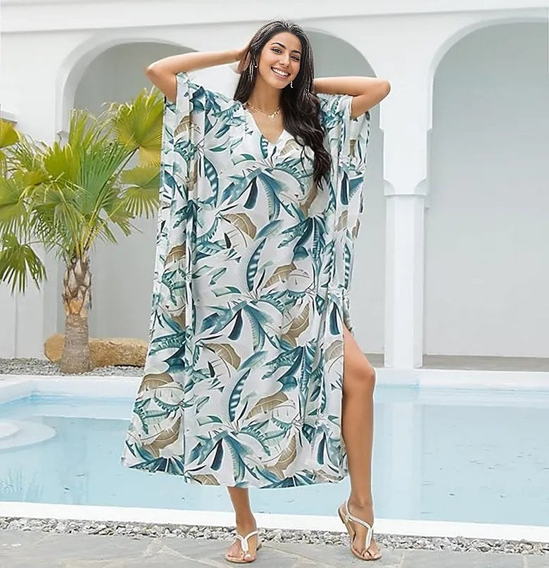 Leafy Kaftan Cover Up - Fiesta Resortwear