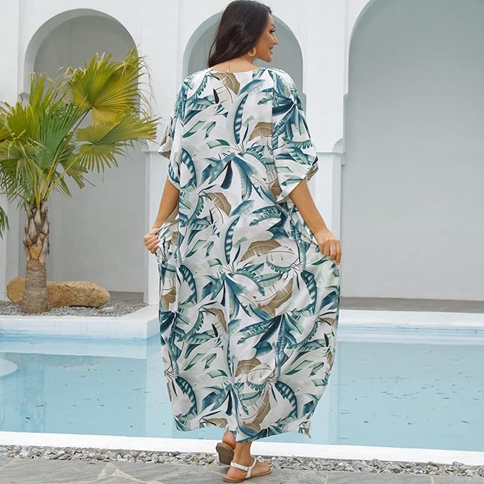 Leafy Kaftan Cover Up - Fiesta Resortwear