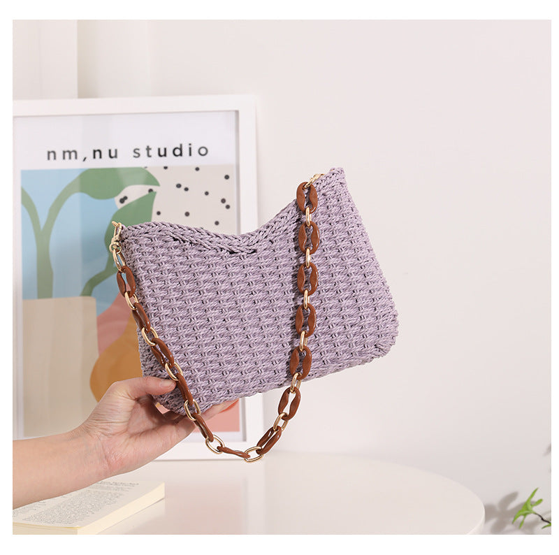 Woven Mavel Bag: Purple - Fiesta Resortwear 