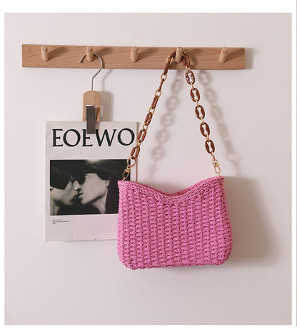 Woven Mavel Bag: Pink - Fiesta Resortwear 