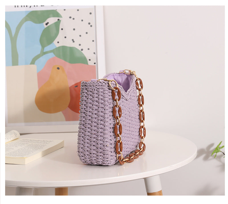 Woven Mavel Bag: Purple - Fiesta Resortwear 