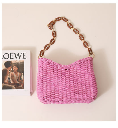 Woven Mavel Bag: Pink - Fiesta Resortwear 