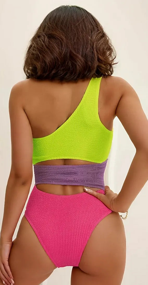 Stacey’s Cut Out Swimsuit: Neon - Fiesta Resortwear