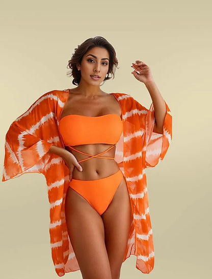 Orange Sky Bikini and Cover Up Set - Fiesta Resortwear