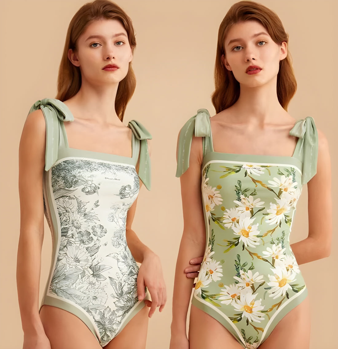 Vintage Reversible Swimsuit: Green - Fiesta Resortwear